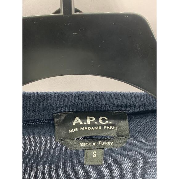 A.P.C. Rue Madame Paris Men's Black Solid Cotton-Cashmere Crewneck Sweater SZ S - Picture 6 of 8